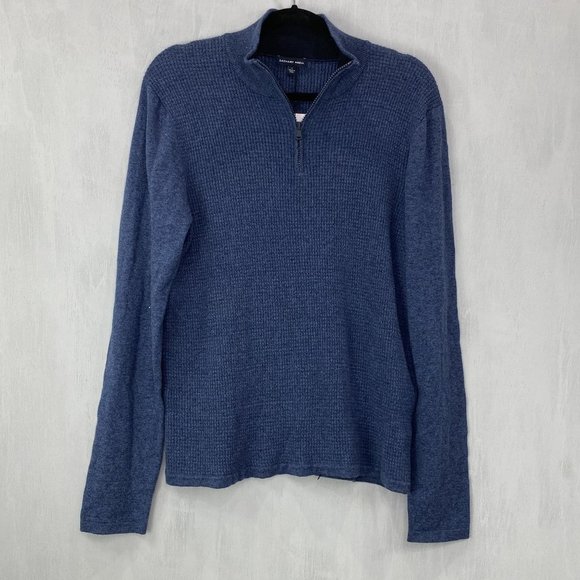 Zachary Prell 1/4 Zip Mock Neck Blue Sweater - Picture 2 of 5